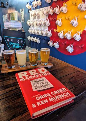 Great place to enjoy tasty craft beer flight and great book