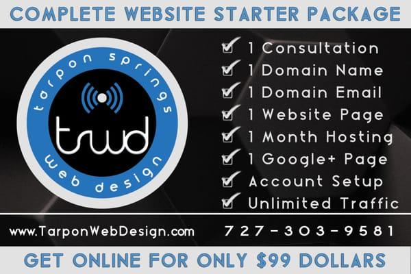 As part of Palm Harbor Web Design's grand opening of their new office, they are offering a starter website package for only $99.