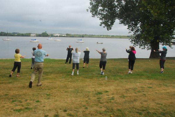 Outdoor class by the Delaware River.