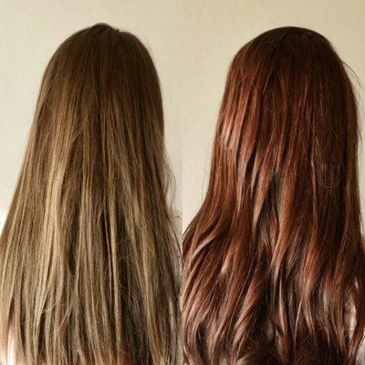 Before and after! I went in for a brunette, and Ashley and I workshopped a red-brown, I love it!!