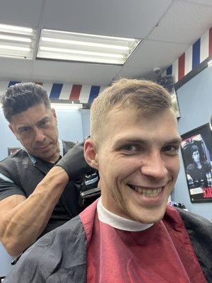 Barber and customer