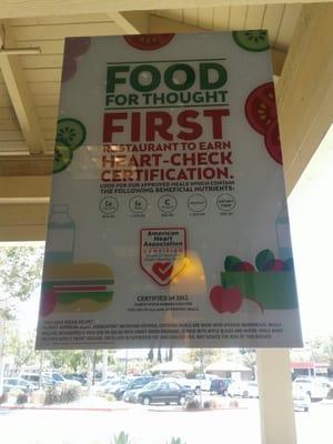 Food for thought, first restaurant to earn heart-check certification. Would recommend to any sandwich lovers!