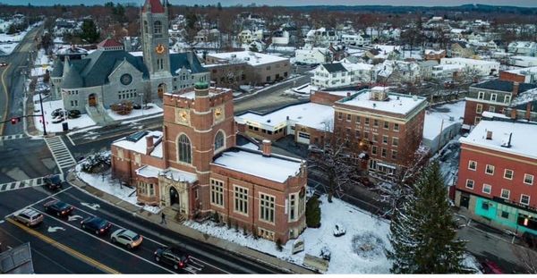 The First Church Thrift Shop is located at 1 Concord St in the gray church at the top of Main St in Nashua, NH