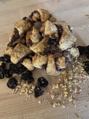 We offer Rugelach with a twist-cinnamon walnut; pistachio raspberry, chocolate, white chocolate & macadamia nut.