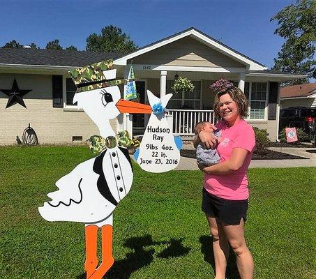 Army Baby Stork Signs Fayetteville, NC Sandhills Baby&Birthday Signs 910-723-4784