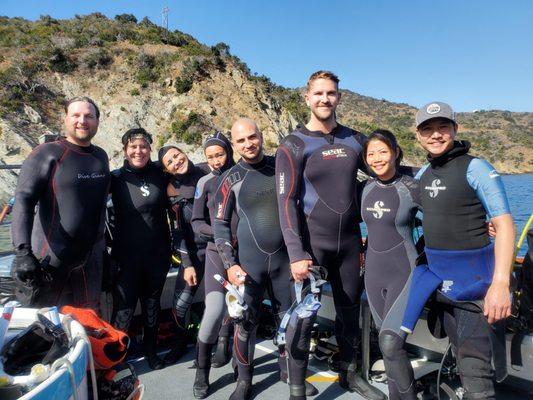 Open Water 1 students on the Explorer dive boat in Catalina Island