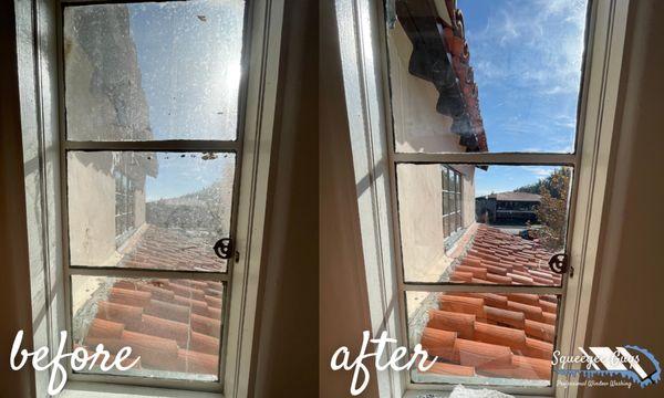 Before/after standard window cleaning