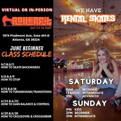 June Beginner Class Schedule