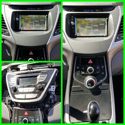 Before and after pic of navigation system installed in a Hyundai