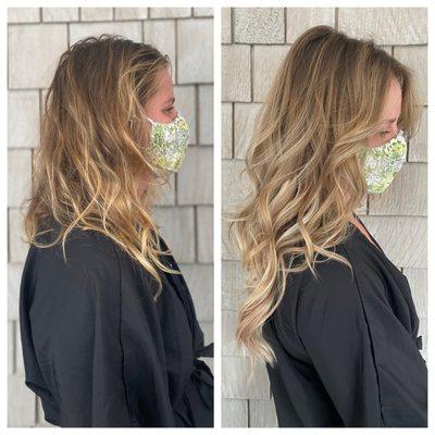 Fresh balayage, Gloss and Extensions.