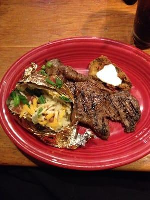 8 oz tip steak dinner with baked potato