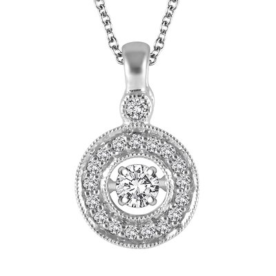 14K White Gold Dancing Diamond Pendant