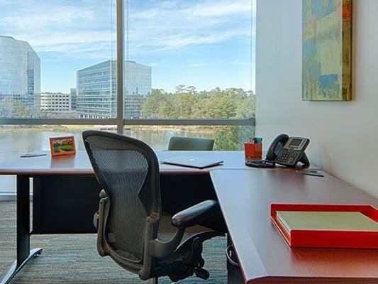 Exterior office with a great view of Lake Woodlands