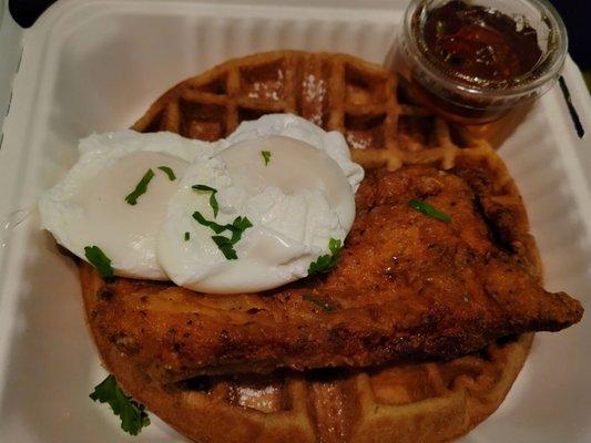 Chicken,  Waffles and two Eggs