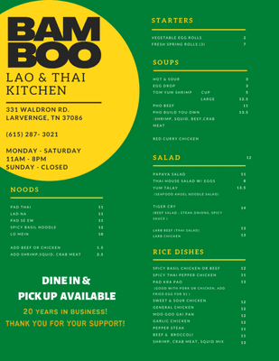 Updated Menu 2021