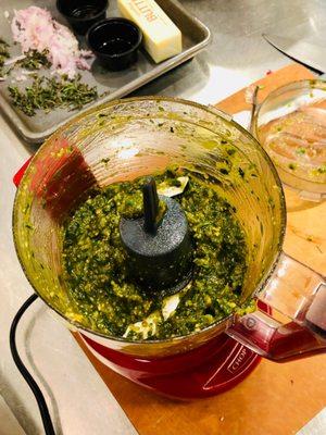 Pesto in the making