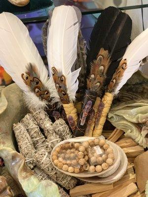 Smudging Supplies - Sage, Palo Santo, Medicine Feathers