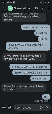 Conversation with the owner