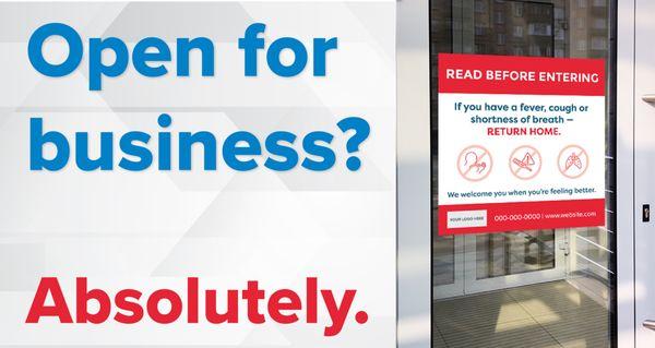 Covid-19 Signage, fully customizable for your business needs