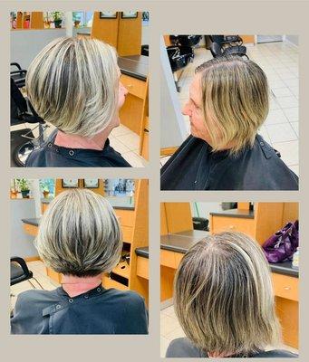 After / before fine razor cut & highlights by Suzie