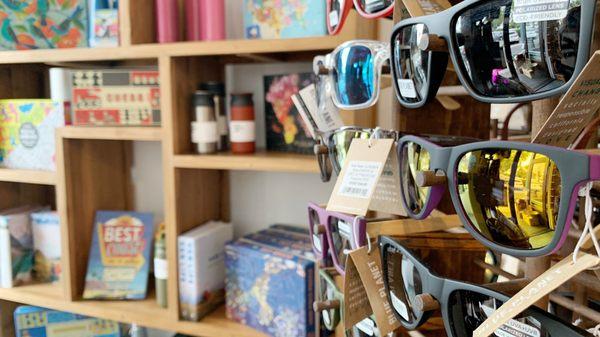 A wide array of sunglasses and readers