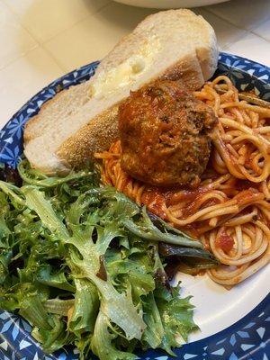 Tossed Salad  Spaghetti and Meatballs Bread and butter