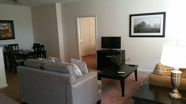 Corporate apartment living room and dining room