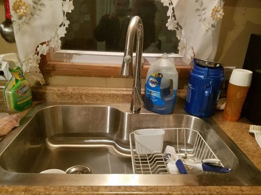 Kitchen sink and faucet install.