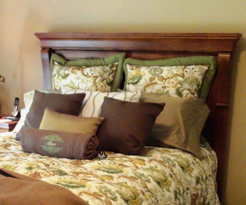 Custom bedspread, shams and pillows