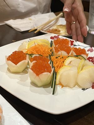 Scallop and Salmon Roe Sashimi