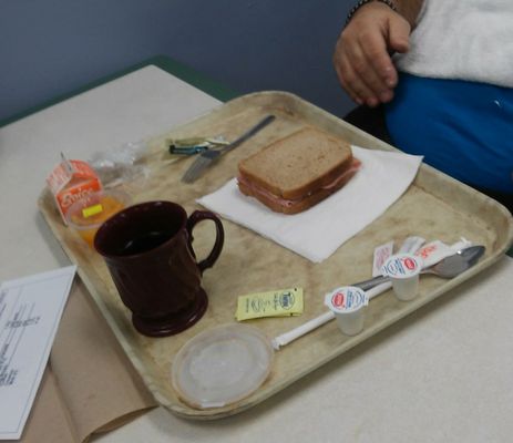 A typical dinner there for a recuperating adult patient.