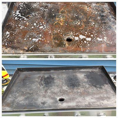 Flat top grill rust removal