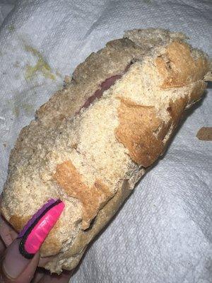 Dry wheat bread - top removed