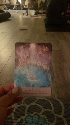 The instructor gave everyone a tarot card to finish off the session.