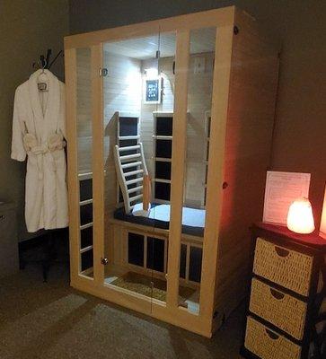 INFRARED Sauna sessions  $29 for 20 mins. concentrated heat for better relaxation and targeted pain relief.