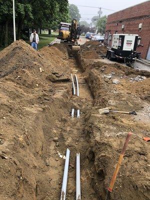 2 1/2" pipes being run for new services to commercial shopping center