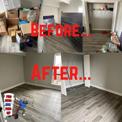 Before and after studio apartment move.