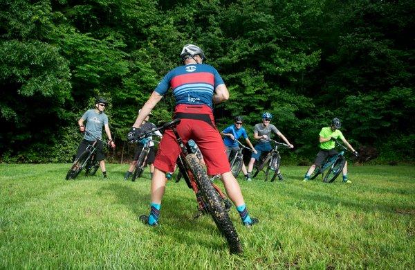 We teach basic Mountain bike skills.