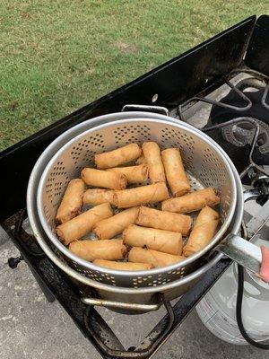 Egg rolls fresh out of the fryer!