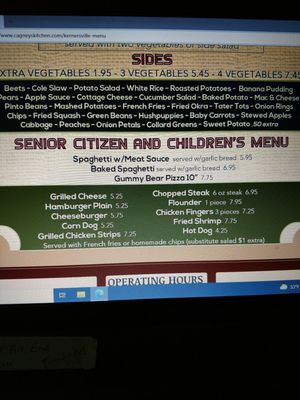 Senior part of the menu.