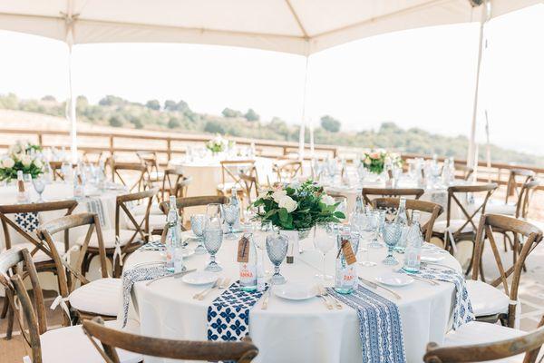 Crisp, clean table set up.  We used different chairs for the reception after the ceremony.