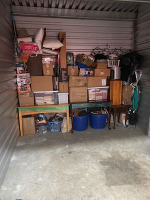 very organized beginning tier in a storage unit.