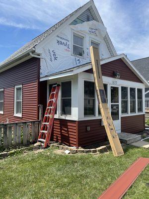 Siding job in progress