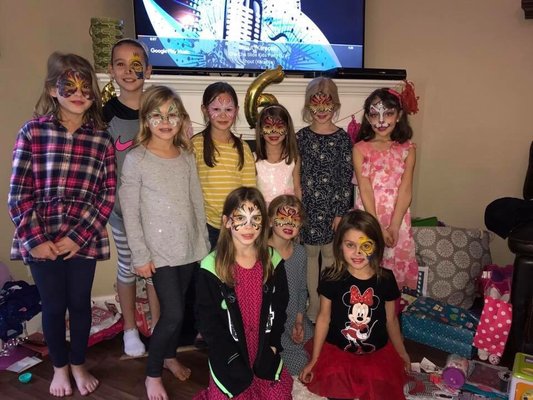 Group of girls at a private party after having their faces painted !