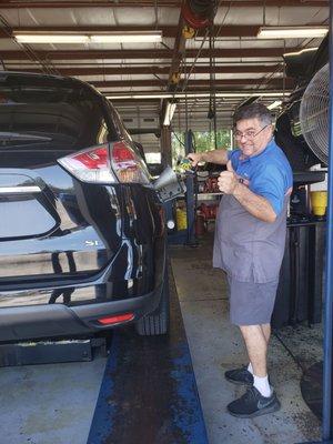 Oil change, tire rotation, etc by Jimmy, who has been here for 20 years, only ever since I was a young lady and my family comes here often.