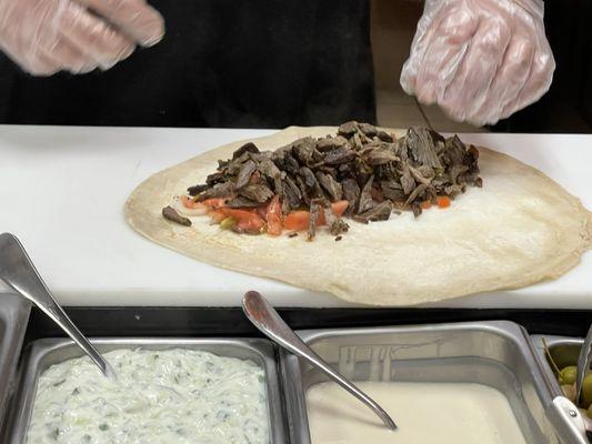 Beef shawarma wrap