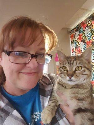 Owner, Tonya Howard with Store Cat "Whiskey"