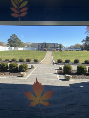 Courtyard leading to the fire pit.