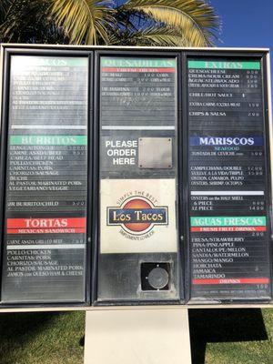 Drive thru menu