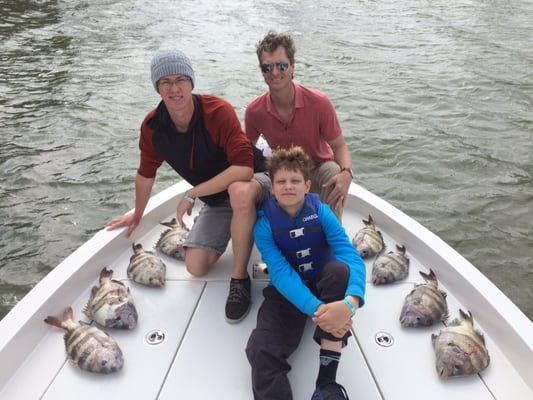 Catching Sheepshead with Captain Zach Lewis, Galveston Bay, March 2016